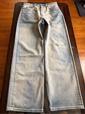 Acne Studios 1981M FN Carver Light Wash Wide Leg Jeans - Faded Blue